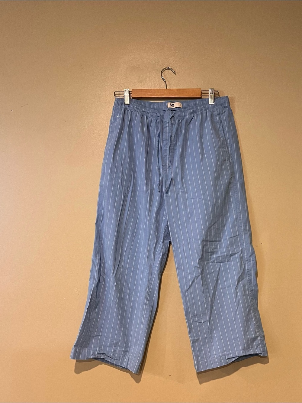 SO Juniors Blue Pin Striped Wide Leg Pull On Pants Size Large